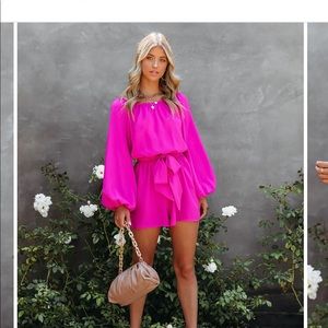 Vici fuchsia romper. Size medium. Worn once and no stains. Like new!